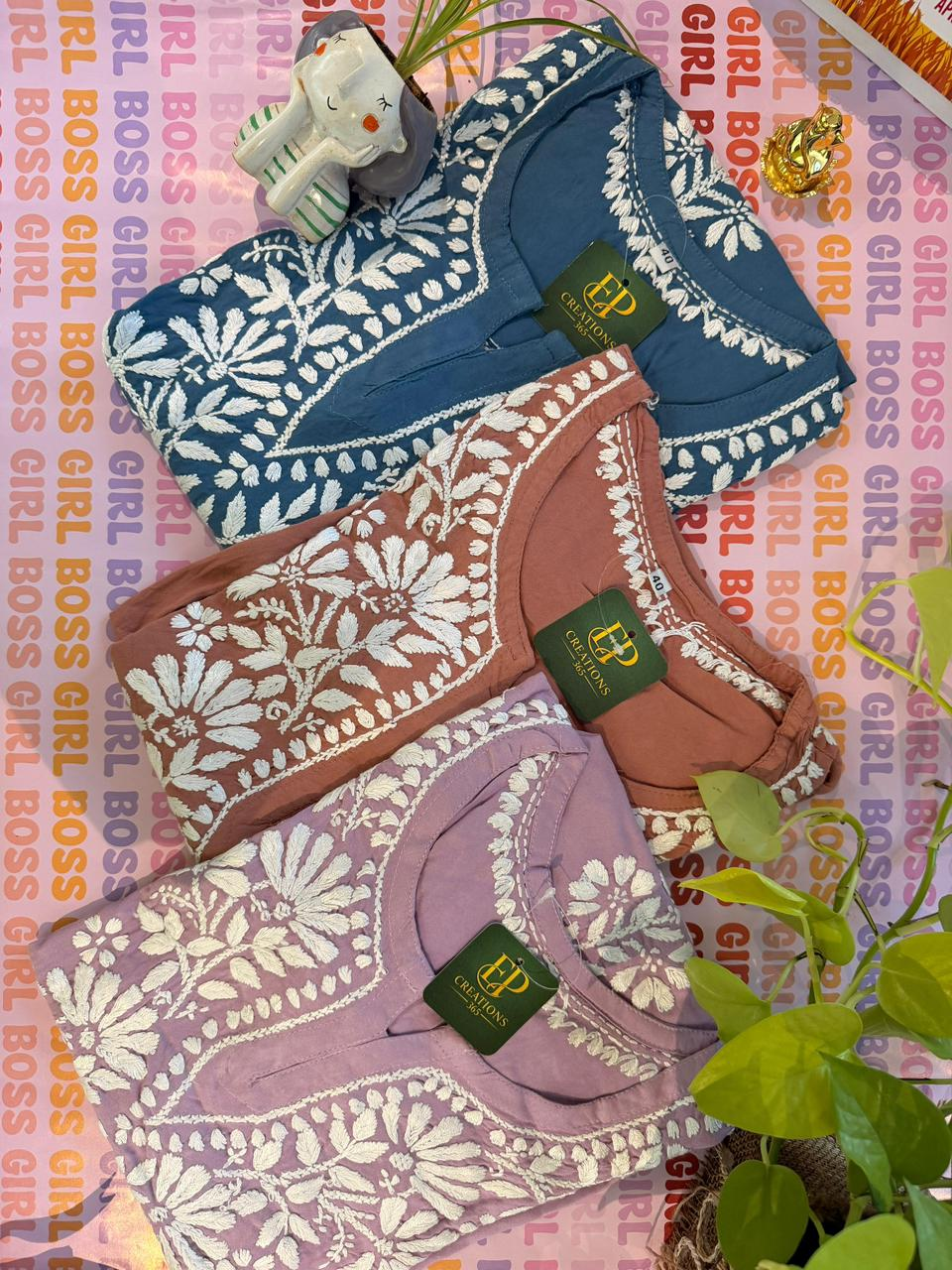 Mal Cotton Fabric Handwork Short Kurti 
