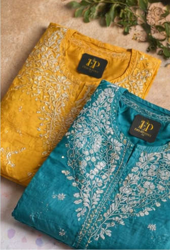 Teal & Mustard Fusion Kurti