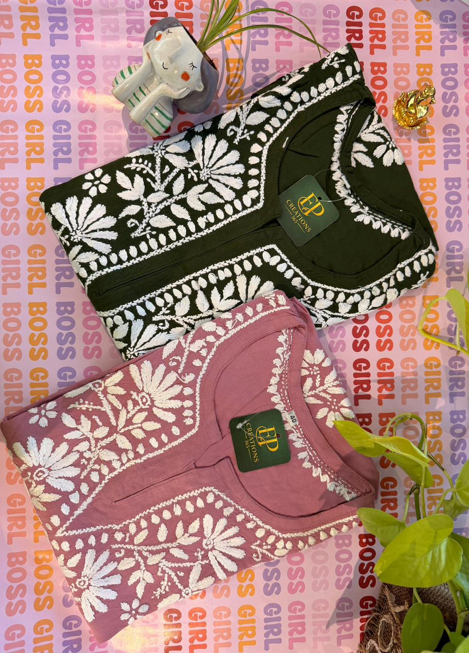 Mal Cotton Fabric Handwork Short Kurti