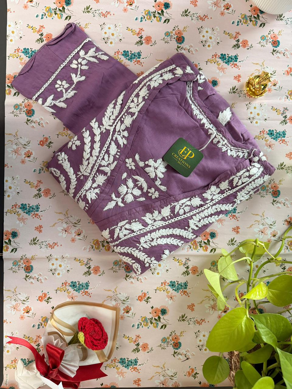 Mal Cotton Fabric Handwork long Kurti