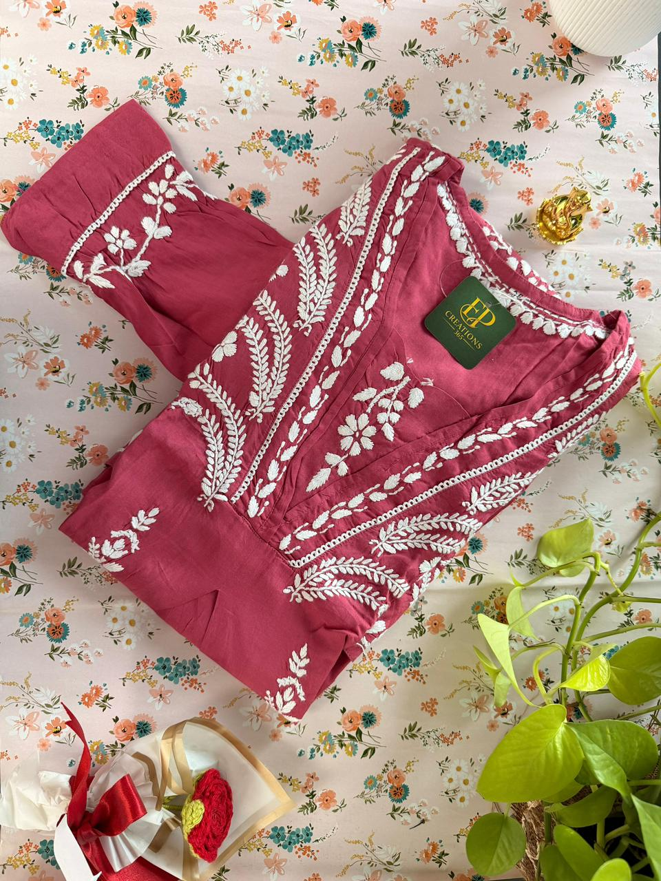 Mal Cotton Fabric Handwork long Kurti