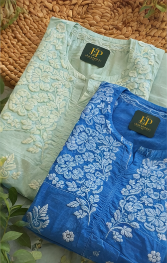 Sky Blue Floral Kurti